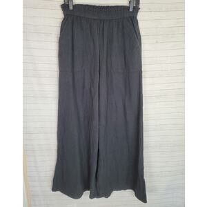AERIE SUPER WIDE LEG CREPE PULL ON PANTS IN GRAY, SZ MEDIUM